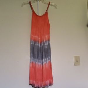 Cute coral, grey n white dress
